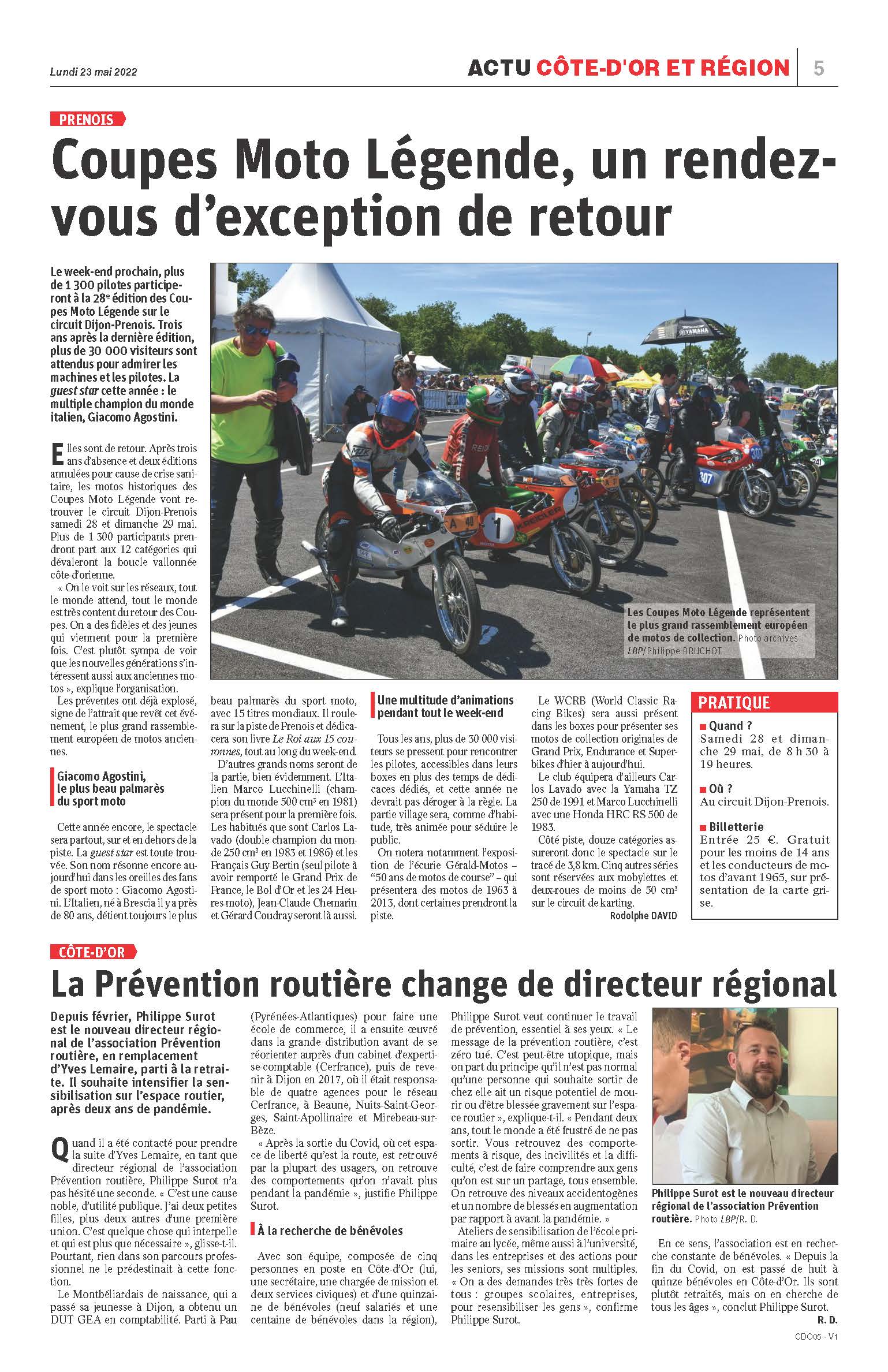 Les Coupes Moto Légende dans la presse régionale
